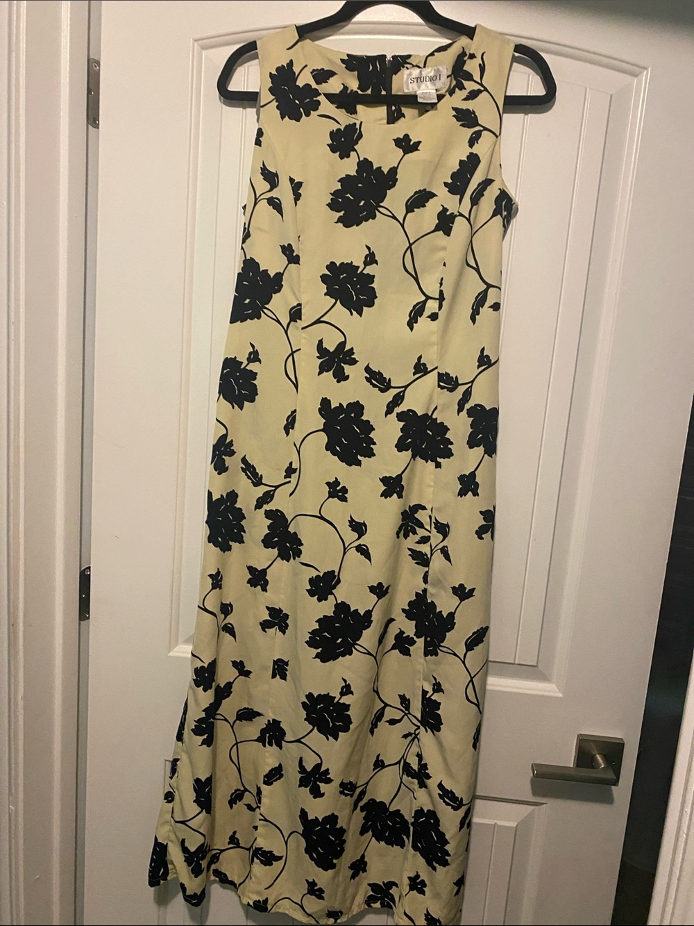Studio I Black Floral Print on Cream Dress